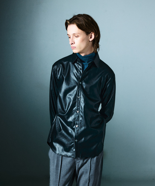 5351 POUR LES HOMMES（ゴーサンゴーイチプールオム）の「レザータッチ 長袖シャツ（シャツ/ブラウス・メンズ・ブラック・44/46/48/50）」の13枚目の写真
