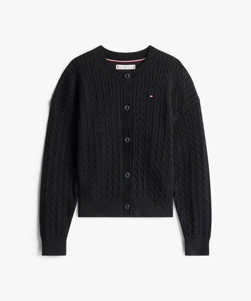 TOMMY HILFIGER（トミーヒルフィガー）の「GIRLS ケーブルカーディガン（ニット/セーター・レディース・ベージュ/ブラック/マルチ・150cm/130cm/140cm/160cm）」の7枚目の写真