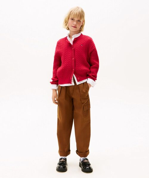 TOMMY HILFIGER（トミーヒルフィガー）の「GIRLS ケーブルカーディガン（ニット/セーター・レディース・ベージュ/ブラック/マルチ・150cm/130cm/140cm/160cm）」の9枚目の写真