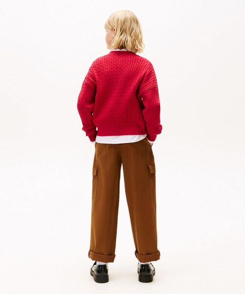 TOMMY HILFIGER（トミーヒルフィガー）の「GIRLS ケーブルカーディガン（ニット/セーター・レディース・ベージュ/ブラック/マルチ・150cm/130cm/140cm/160cm）」の10枚目の写真