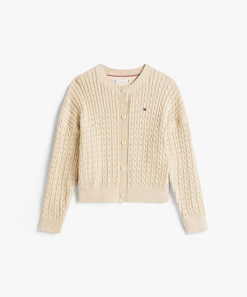 TOMMY HILFIGER（トミーヒルフィガー）の「GIRLS ケーブルカーディガン（ニット/セーター・レディース・ベージュ/ブラック/マルチ・150cm/130cm/140cm/160cm）」の15枚目の写真