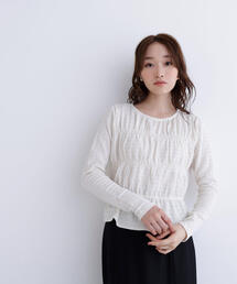 NATURAL BEAUTY BASIC | ◇シャーリングペプラムカットソー長袖(Tシャツ/カットソー)