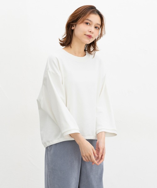 Honeys（ハニーズ）の「８分袖スウェットトップス（スウェット・レディース・アイボリー/ブラック/ブラウン/杢グレー・L/M）」の12枚目の写真