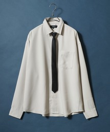 ANPAS（アンパス）の「ANPAS Twill Fabric Oversized Regular Collar Shirt with necktie/別注 ツイル オーバーサイズ ネクタイ付きシャツ レディース メンズ 長袖シャツ レギュラーカラーシャツ（シャツ/ブラウス）」