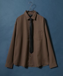 ANPAS | ANPAS Twill Fabric Oversized Regular Collar Shirt with necktie/ANPAS 別注 ツイル オーバーサイズ ネクタイ付きシャツ レディース メンズ レギュラーカラーシャツ(シャツ/ブラウス)