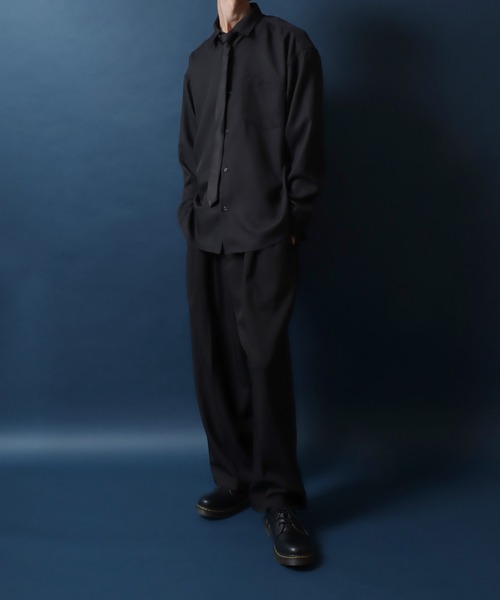 ANPAS（アンパス）の「ANPAS Twill Fabric Oversized Regular Collar Shirt with necktie/別注 ツイル オーバーサイズ ネクタイ付きシャツ レディース メンズ 長袖シャツ レギュラーカラーシャツ（シャツ/ブラウス・メンズ・ダークグリーン/ライトグレー/ホワイト/ベージュ/ブラック/ブルー/ブラウン・M/L）」の19枚目の写真