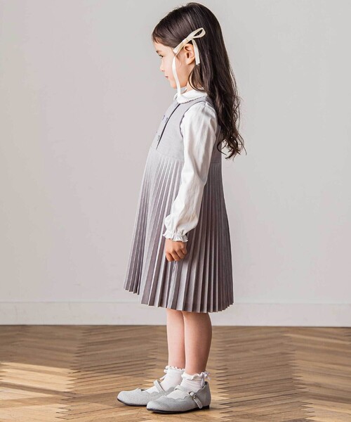 Tartine et Chocolat（タルティーヌエショコラ）の「アコーディオンプリーツジャンパースカート(90～140cm)（ジャンパースカート・キッズ・グレー/ネイビー・120cm/110cm/100cm）」の5枚目の写真