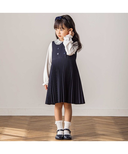 Tartine et Chocolat（タルティーヌエショコラ）の「アコーディオンプリーツジャンパースカート(90～140cm)（ジャンパースカート・キッズ・グレー/ネイビー・120cm/110cm/100cm）」の20枚目の写真