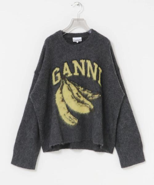 GANNI（ガニー）の「GANNI　FineBrushed AlpacaBanana（ニット/セーター・レディース・チャコールグレー・S/M）」の2枚目の写真