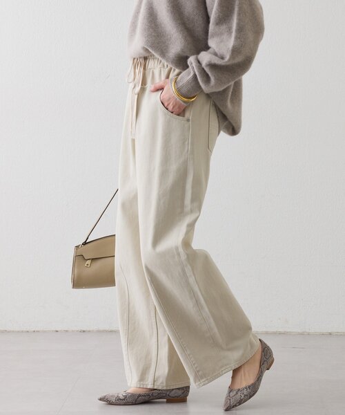 RIVE DROITE(リヴドロワ)の「【キャッチーなデザイン】スウェットドッキングデニム(デニムパンツ・レディース・ブラック/ホワイト系その他・38/36)」の1枚目の写真