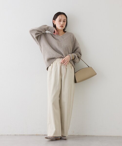 RIVE DROITE(リヴドロワ)の「【キャッチーなデザイン】スウェットドッキングデニム(デニムパンツ・レディース・ブラック/ホワイト系その他・38/36)」の4枚目の写真