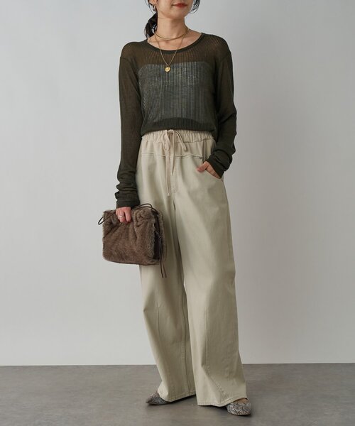 RIVE DROITE(リヴドロワ)の「【キャッチーなデザイン】スウェットドッキングデニム(デニムパンツ・レディース・ブラック/ホワイト系その他・38/36)」の11枚目の写真