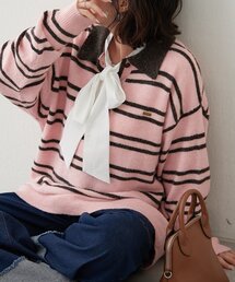 NUNIFE | 【NUNIFE】マルチボーダーポロニット(ニット/セーター)