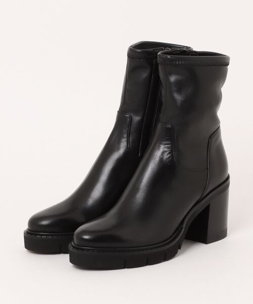Luca Grossi(ルーカグロッシ)の「【Luca Grossi】チャンキーヒールストレッチショートブーツ(L53000)(ブーツ・レディース・ブラック・36/37/38)」の2枚目の写真