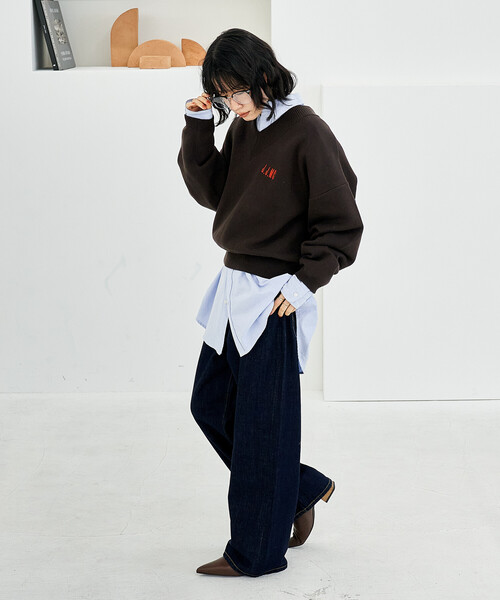 FREAK'S STORE(フリークスストア)の「J.J.Mercer × FREAK'S STORE/ジェイジェイマーサー 別注 Vネックプルオーバー/ スウェットライクニット(ニット/セーター・レディース・ブラウン/グレー/ナチュラル・フリ-)」の6枚目の写真