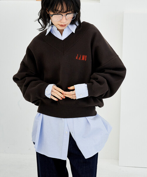 FREAK'S STORE(フリークスストア)の「J.J.Mercer × FREAK'S STORE/ジェイジェイマーサー 別注 Vネックプルオーバー/ スウェットライクニット(ニット/セーター・レディース・ブラウン/グレー/ナチュラル・フリ-)」の11枚目の写真