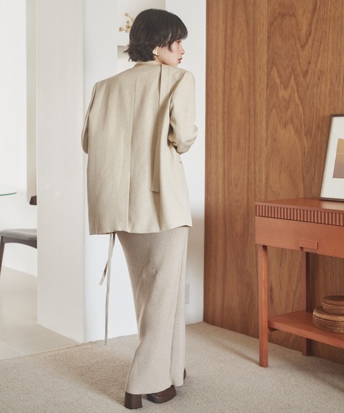 LAULEN(ローレン)の「long tie no collar jacket /ロングタイノーカラージャケット(ノーカラージャケット・レディース・チャコールグレー/アイボリー・FREE)」の12枚目の写真
