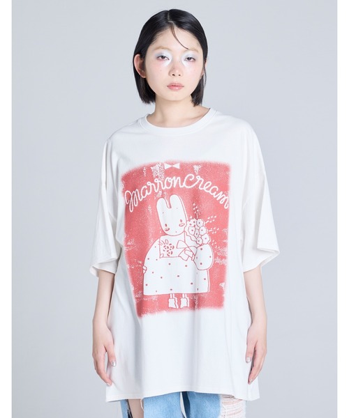 Little sunny bite（リトルサニーバイト）の「/Little Sunny Bite/MARRONCREAM x little sunny bite big tee（Tシャツ/カットソー・レディース・ピンク/ブラック/ホワイト・MEDIUM/SMALL）」の3枚目の写真
