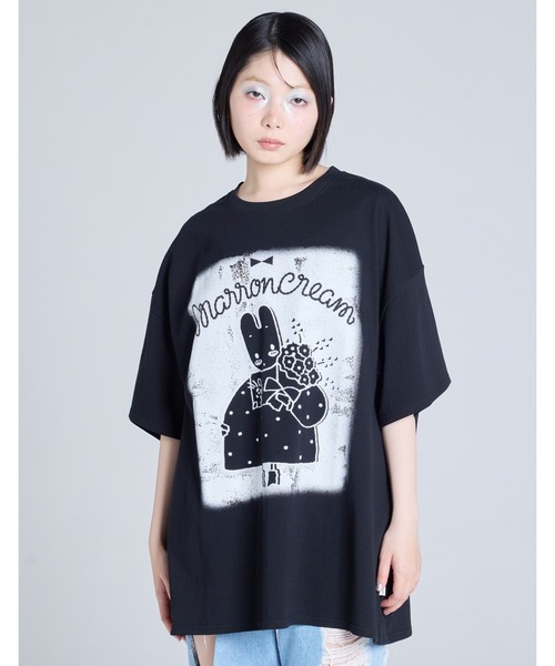 Little sunny bite（リトルサニーバイト）の「/Little Sunny Bite/MARRONCREAM x little sunny bite big tee（Tシャツ/カットソー・レディース・ピンク/ブラック/ホワイト・MEDIUM/SMALL）」の4枚目の写真