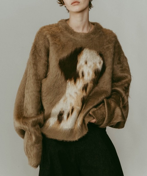 Knuth Marf】dalmatian shaggy knit(unisex)/green/ニットセーター
