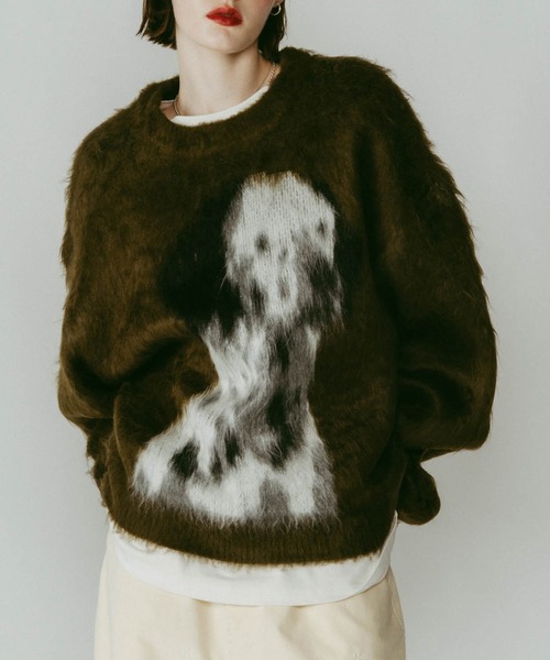 Knuth Marf】dalmatian shaggy knit(unisex)/green/ニットセーター