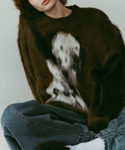 犬プリント セーター Knuth Marf クヌースマーフ Knuth Marf dalmatian shaggy knit(unisex)/blue