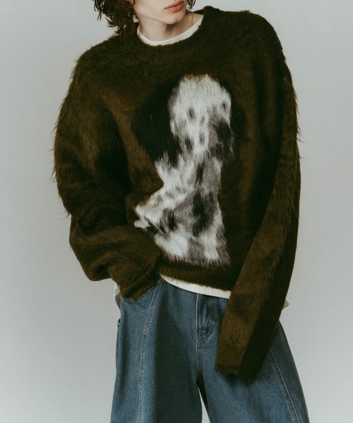 Knuth Marf】dalmatian shaggy knit(unisex)/green/ニットセーター