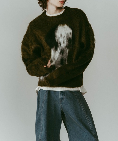 Knuth Marf】dalmatian shaggy knit(unisex)/green/ニットセーター