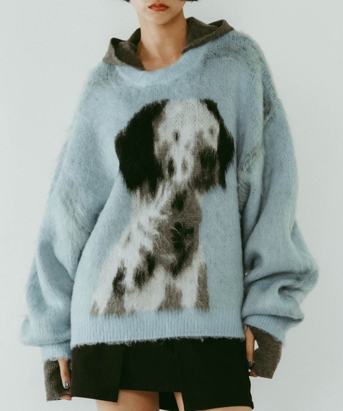 shaggy dalmatian ダルメシアン柄ニットセーター Marf Knuth knit(unisex)(FREE WOMENS Marf: Knuth BEIGE): トップス