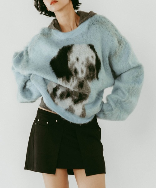 Knuth Marf】dalmatian shaggy knit(unisex)/green/ニットセーター