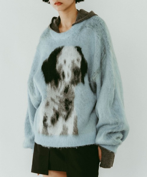 Knuth Marf】dalmatian shaggy knit(unisex)/green/ニットセーター