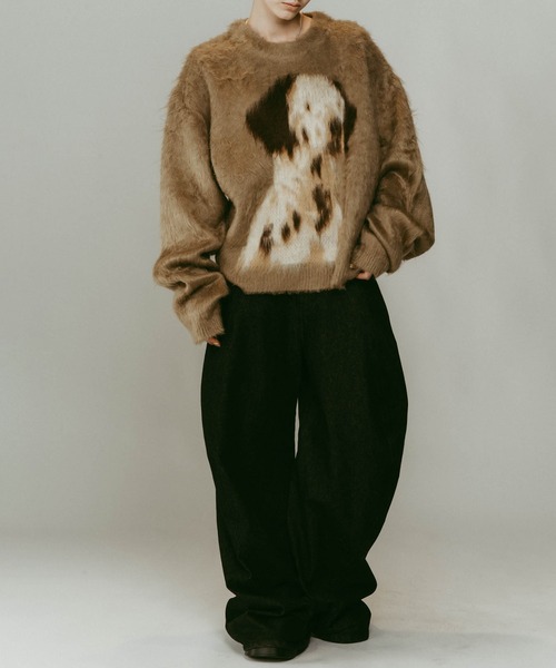 Knuth Marf】dalmatian shaggy knit(unisex)/green/ニットセーター