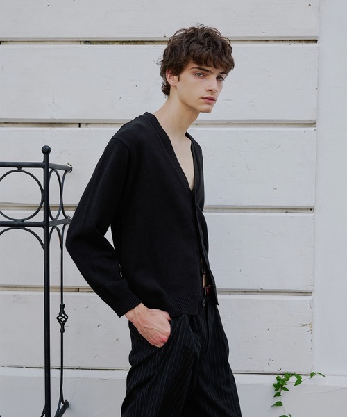 Regen Glanz(レーゲングランツ)の「cropped knit cardigan/クロップドニットカーディガン(カーディガン/ボレロ・メンズ・ブラック/グレー・MEDIUM/SMALL/LARGE)」の14枚目の写真