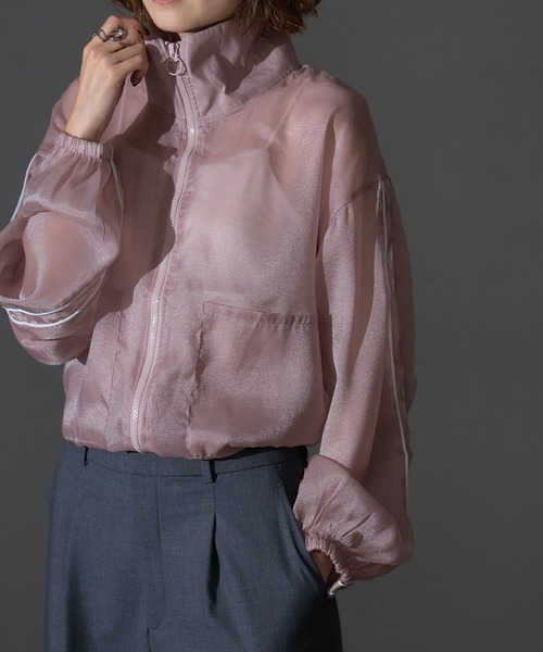 each（イーチ）の「シアートラックジャケット（ブルゾン・レディース・ピンク/グレー/ブラック・FREE）」の3枚目の写真