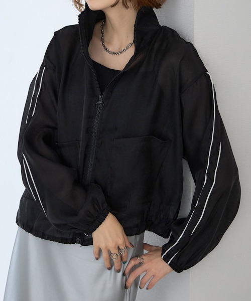 each（イーチ）の「シアートラックジャケット（ブルゾン・レディース・ピンク/グレー/ブラック・FREE）」の2枚目の写真