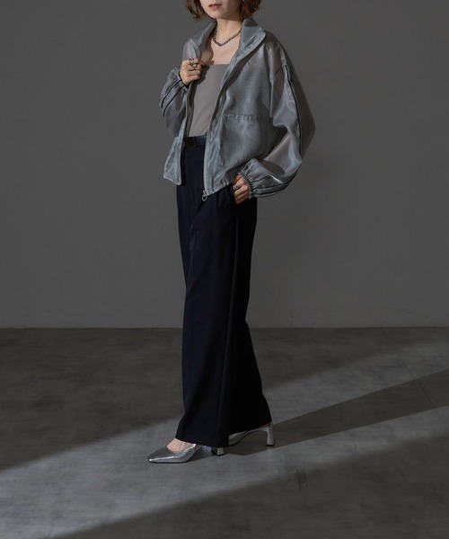 each（イーチ）の「シアートラックジャケット（ブルゾン・レディース・ピンク/グレー/ブラック・FREE）」の8枚目の写真