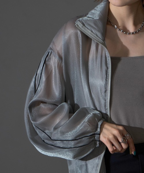 each（イーチ）の「シアートラックジャケット（ブルゾン・レディース・ピンク/グレー/ブラック・FREE）」の4枚目の写真