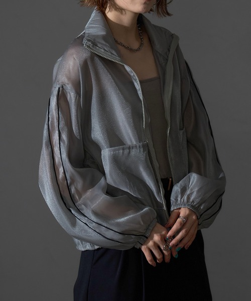 each（イーチ）の「シアートラックジャケット（ブルゾン・レディース・ピンク/グレー/ブラック・FREE）」の5枚目の写真