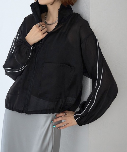 each（イーチ）の「シアートラックジャケット（ブルゾン・レディース・ピンク/グレー/ブラック・FREE）」の9枚目の写真