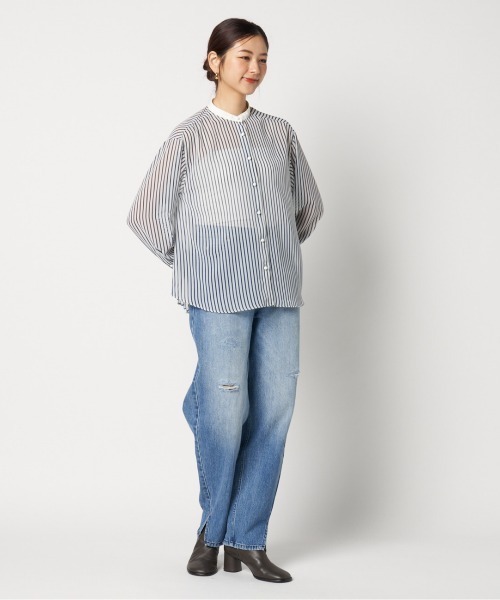 HELIOPOLE（エリオポール）の「the EDITOR SHIRT (CHIFFON)（シャツ/ブラウス・レディース・グレー/ホワイト・38）」の12枚目の写真