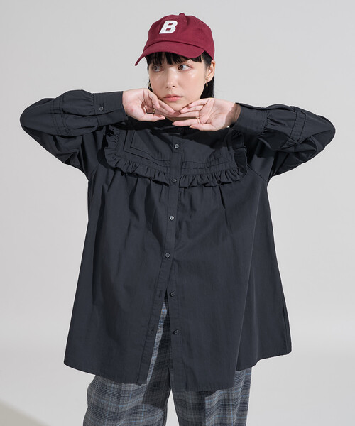 セール】スクエア スタンドフリルブラウス（シャツ/ブラウス