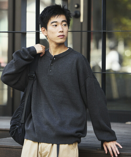 セール】限定展開 リラックスフィット 片畦リンキング ヘンリーネック