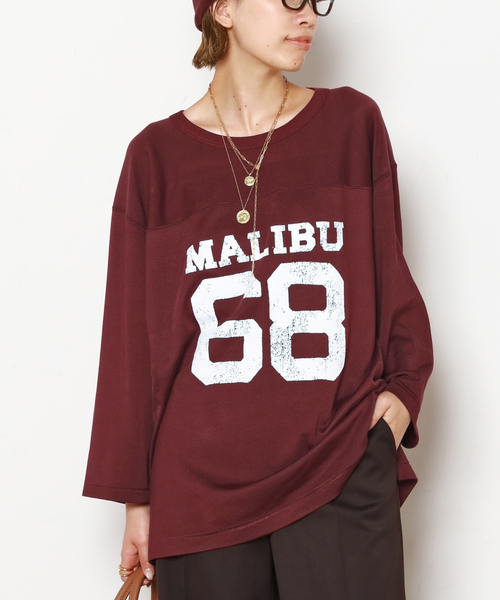 AP STUDIO(エーピーストゥディオ)の「【athletic wear MASON】別注レーヨンフットボールTシャツ(Tシャツ/カットソー・レディース・ブルー/ボルドー・FREE)」の2枚目の写真