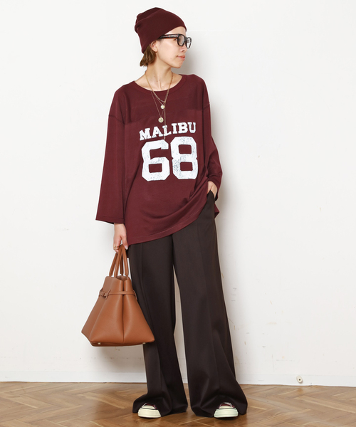 AP STUDIO(エーピーストゥディオ)の「【athletic wear MASON】別注レーヨンフットボールTシャツ(Tシャツ/カットソー・レディース・ブルー/ボルドー・FREE)」の8枚目の写真