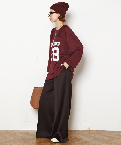 AP STUDIO(エーピーストゥディオ)の「【athletic wear MASON】別注レーヨンフットボールTシャツ(Tシャツ/カットソー・レディース・ブルー/ボルドー・FREE)」の7枚目の写真