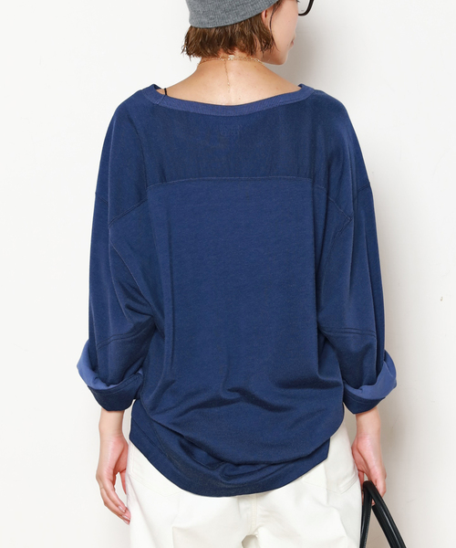 AP STUDIO(エーピーストゥディオ)の「【athletic wear MASON】別注レーヨンフットボールTシャツ(Tシャツ/カットソー・レディース・ブルー/ボルドー・FREE)」の3枚目の写真