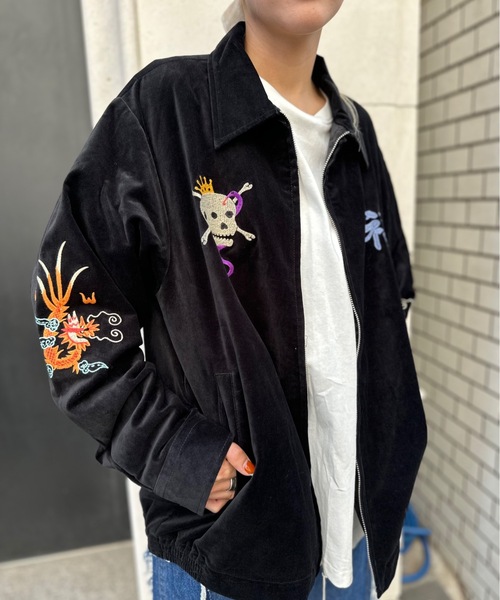 HOUSTON(ヒューストン)の「HOUSTON / COTTON VELVETEEN VIETNAM JACKET TIGER・MAP / 51507 / 51508(スカジャン・レディース・ブラック/ブラック系その他・X-LARGE/LARGE)」の10枚目の写真