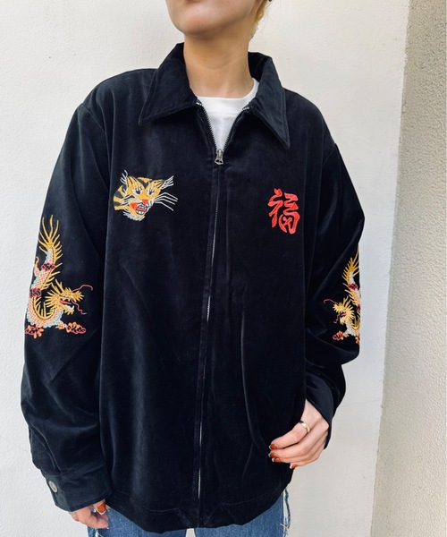 HOUSTON(ヒューストン)の「HOUSTON / COTTON VELVETEEN VIETNAM JACKET TIGER・MAP / 51507 / 51508(スカジャン・レディース・ブラック/ブラック系その他・X-LARGE/LARGE)」の16枚目の写真