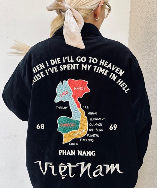 HOUSTON(ヒューストン)の「HOUSTON / COTTON VELVETEEN VIETNAM JACKET TIGER・MAP / 51507 / 51508(スカジャン・レディース・ブラック/ブラック系その他・X-LARGE/LARGE)」の15枚目の写真