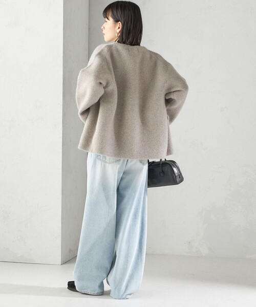 SHIPS(シップス)の「フォックス ブレンド ノーカラー ニット コート(ノーカラーコート・レディース・ライトブルー/ベージュ/ネイビー・ONE SIZE)」の11枚目の写真